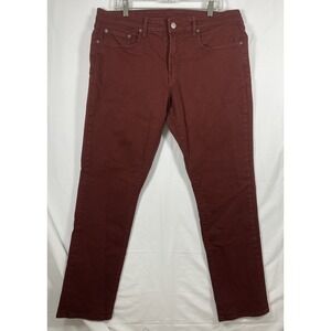 BONOBOS Jeans Mens 36x32  Burgundy Straight Stretch Performance‎ Denim 5 Pocket